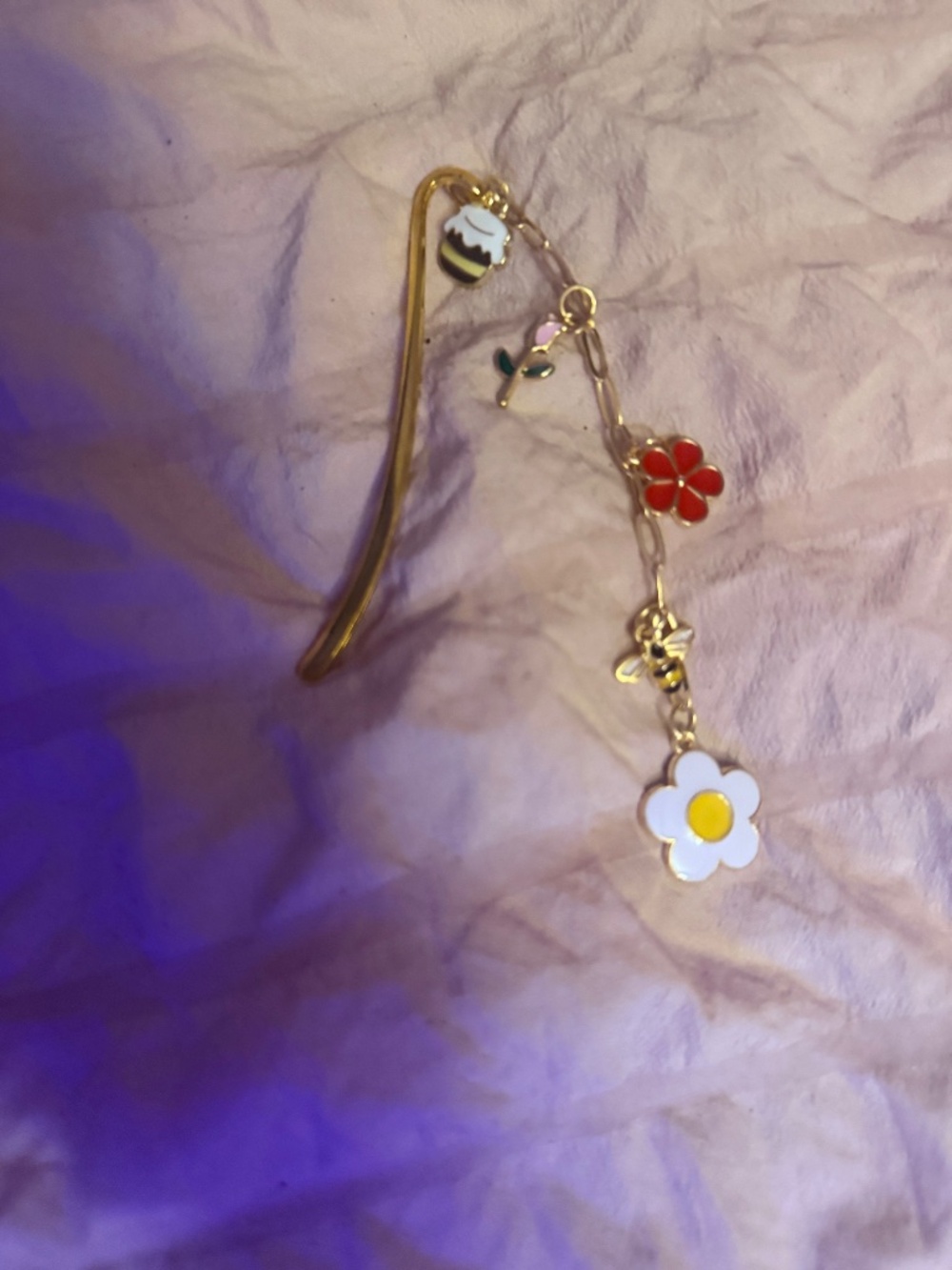 Cute flower and bees charmed bookmark! Handmade